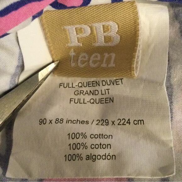 Pottery Barn Tea Pink Blue Paisley Full/Queen Duvet Cover - Picture 2 of 4